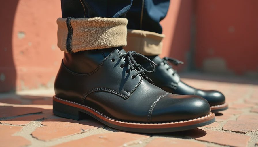 Visual context for khakis and black shoes