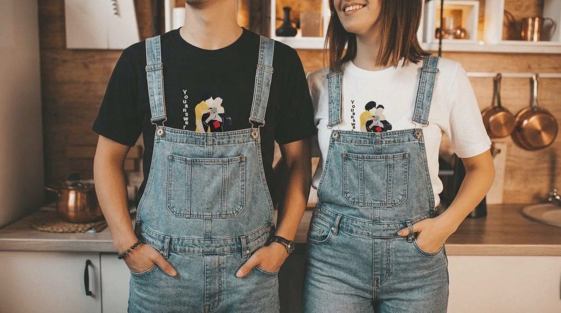 Guardian Love custom embroidered sweatshirt with couple portrait and angel wing detail